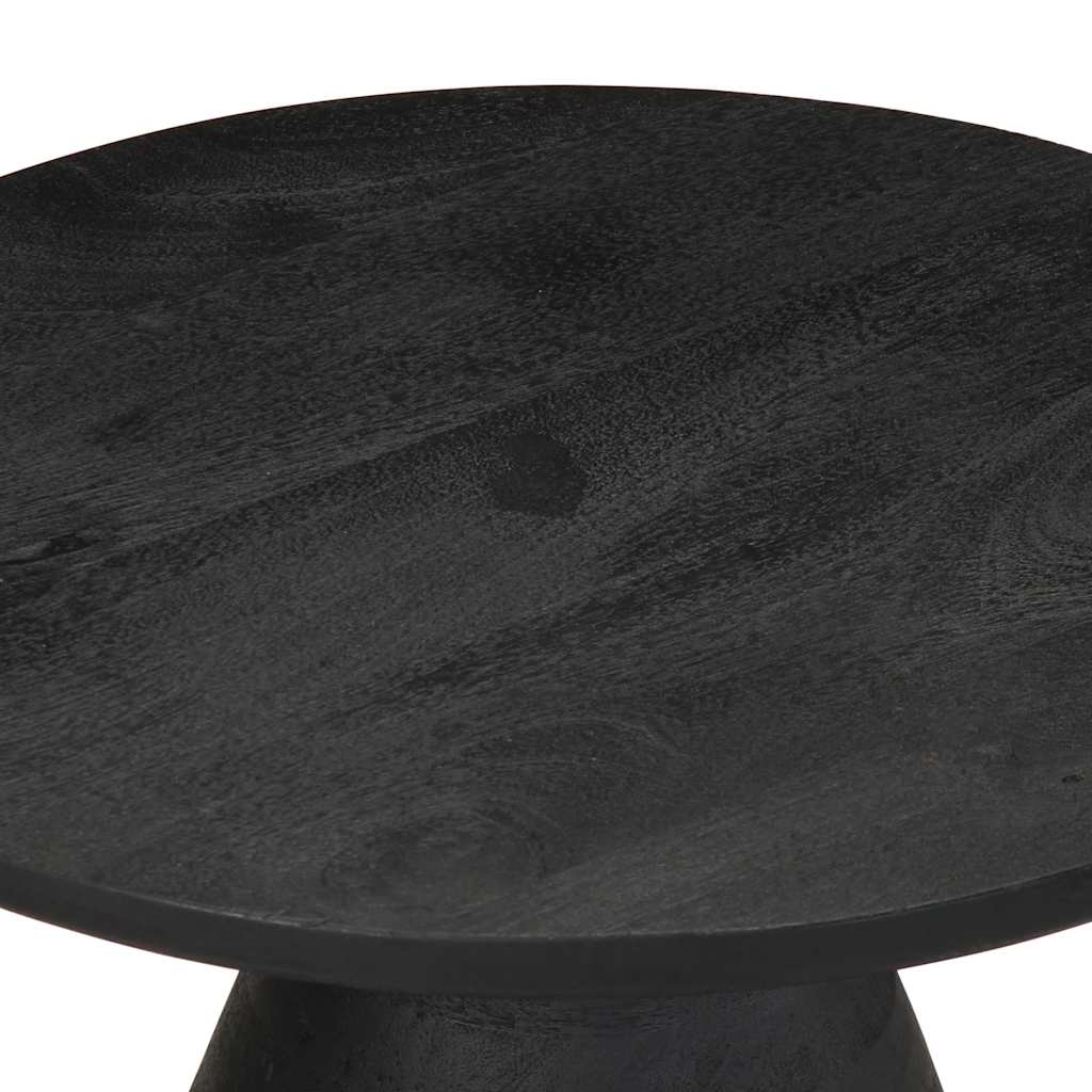 Mesa Auxiliar Madera Maciza De Mango Negra Ø50x40 Cm_3