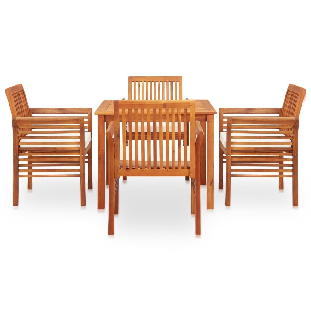 Vidaxl Set Comedor De Jardín 5 Pzas Y Cojines Madera Maciza De Acacia_1