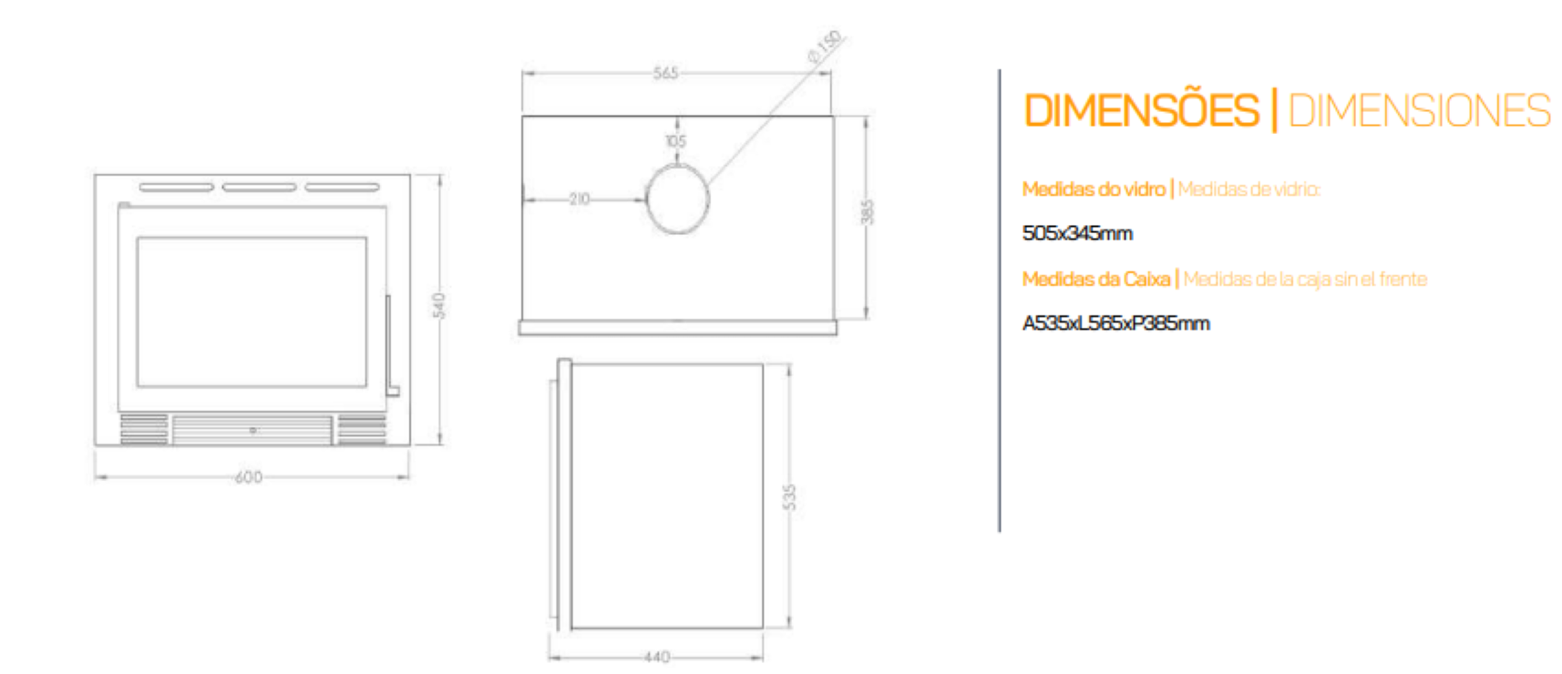 Insertables Con Ventilación A Leña Metlor Modelo R7a_2
