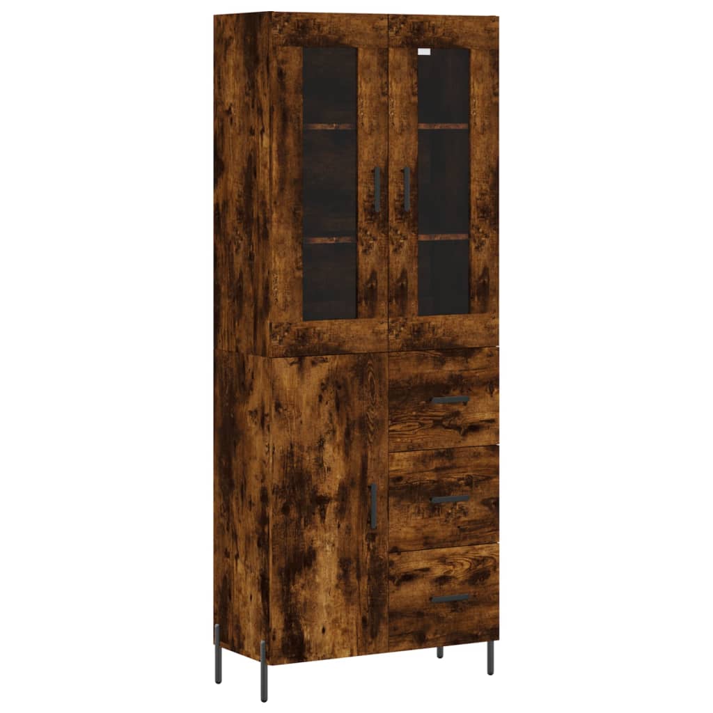 Aparador Alto Madera Contrachapada Roble Ahumado 69,5x34x180 Cm_1