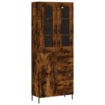 Aparador Alto Madera Contrachapada Roble Ahumado 69,5x34x180 Cm_1