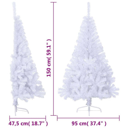 Vidaxl Medio Árbol De Navidad Artificial Con Soporte Pvc Blanco 150 Cm_2