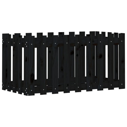 Arriate Elevado Jardín Con Valla Madera Pino Negro 100x50x50cm_3
