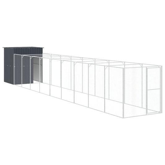 Caseta Perros Con Corral Acero Galvanizado Gris 165x1067x181 Cm_0