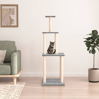 Vidaxl Rascador Para Gatos Con Postes De Sisal Gris Claro 149 Cm_1