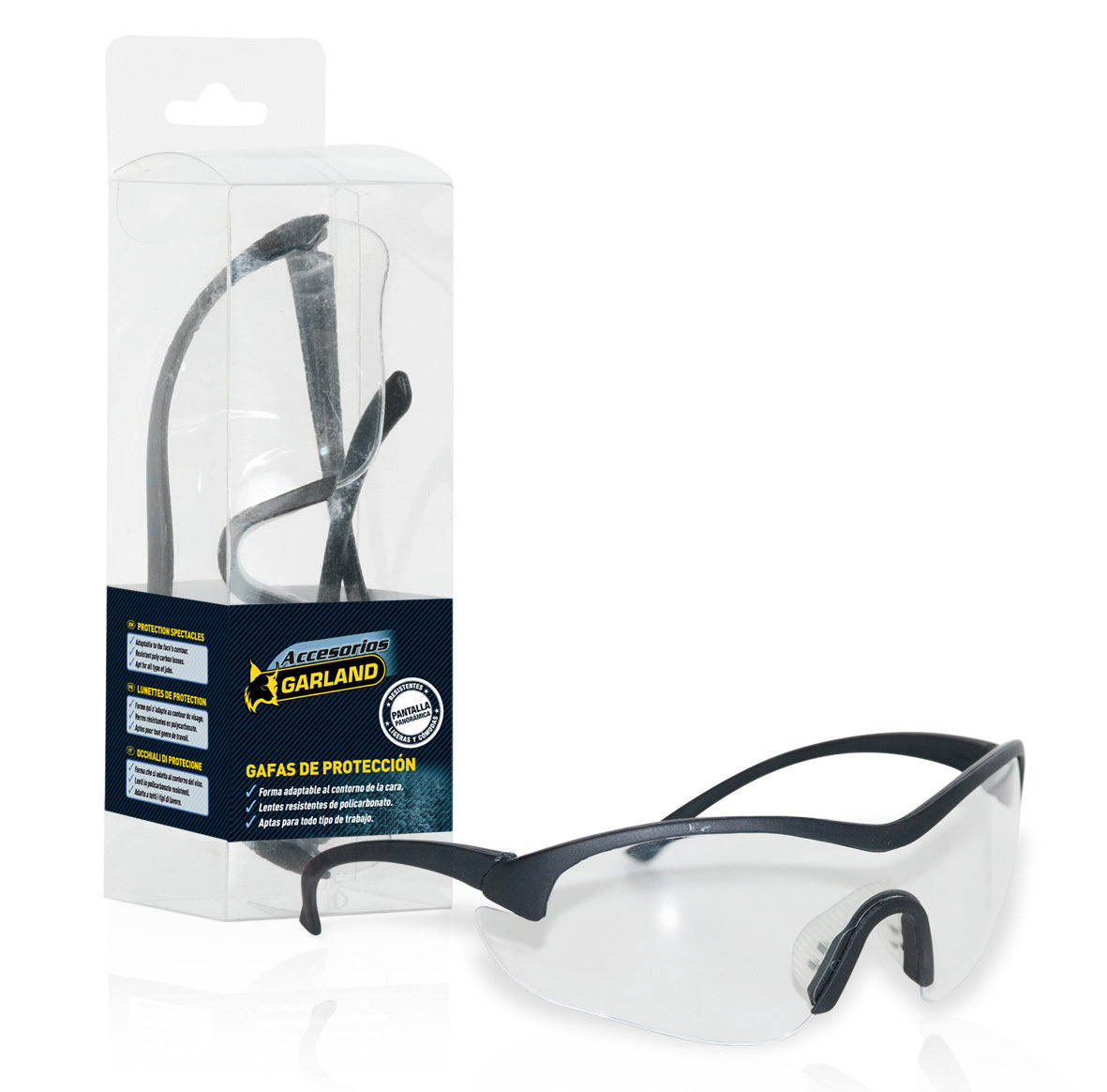 Garland - 7199000022 Gafas De Protección Multiuso -cómodas Y Ligeras. Pantalla Panorámica Transparente Con Excepcional Cobertura. Antivaho._0