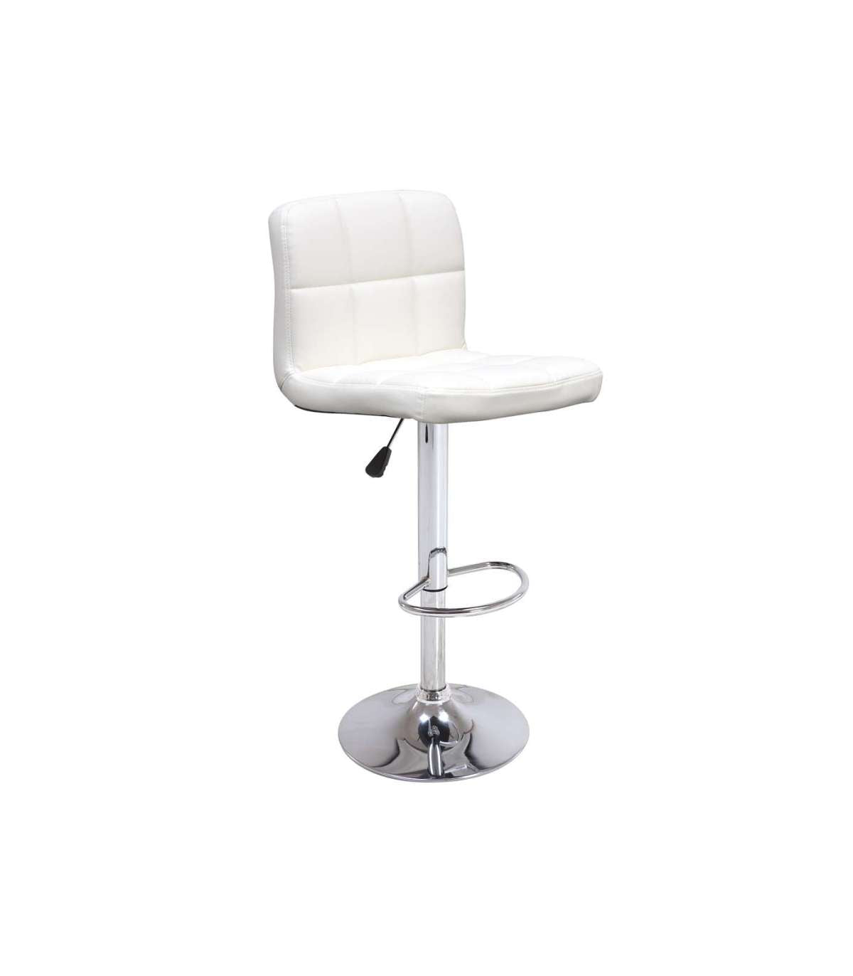 Taburete Spazio Elevable A Gas Con Asiento Tapizado En Blanco. 44.5 Cm(ancho ) 92-113 Cm(altura) 48 Cm(fondo)_0