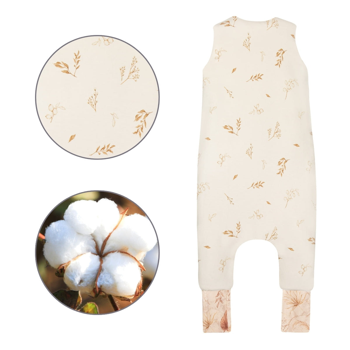 Saco De Dormir Con Pies Reversible T-m Jersey Algodón Bohemian Sand-bohemian Botanic_2
