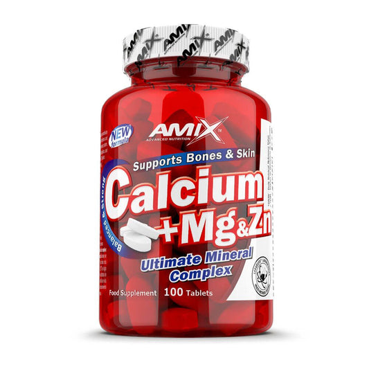 Calcio + Magnesio + Zinc - 100 Tabletas - Minerales - Amix Nutrition_0