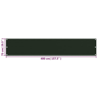 Vidaxl Toldo Para Balcón Hdpe Verde Oscuro 75x400 Cm_2