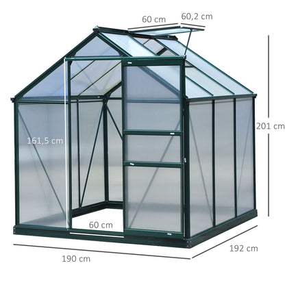 Outsunny Invernadero De Jardín 2x2 M Policarbonato Aluminio Protección Uv30_2