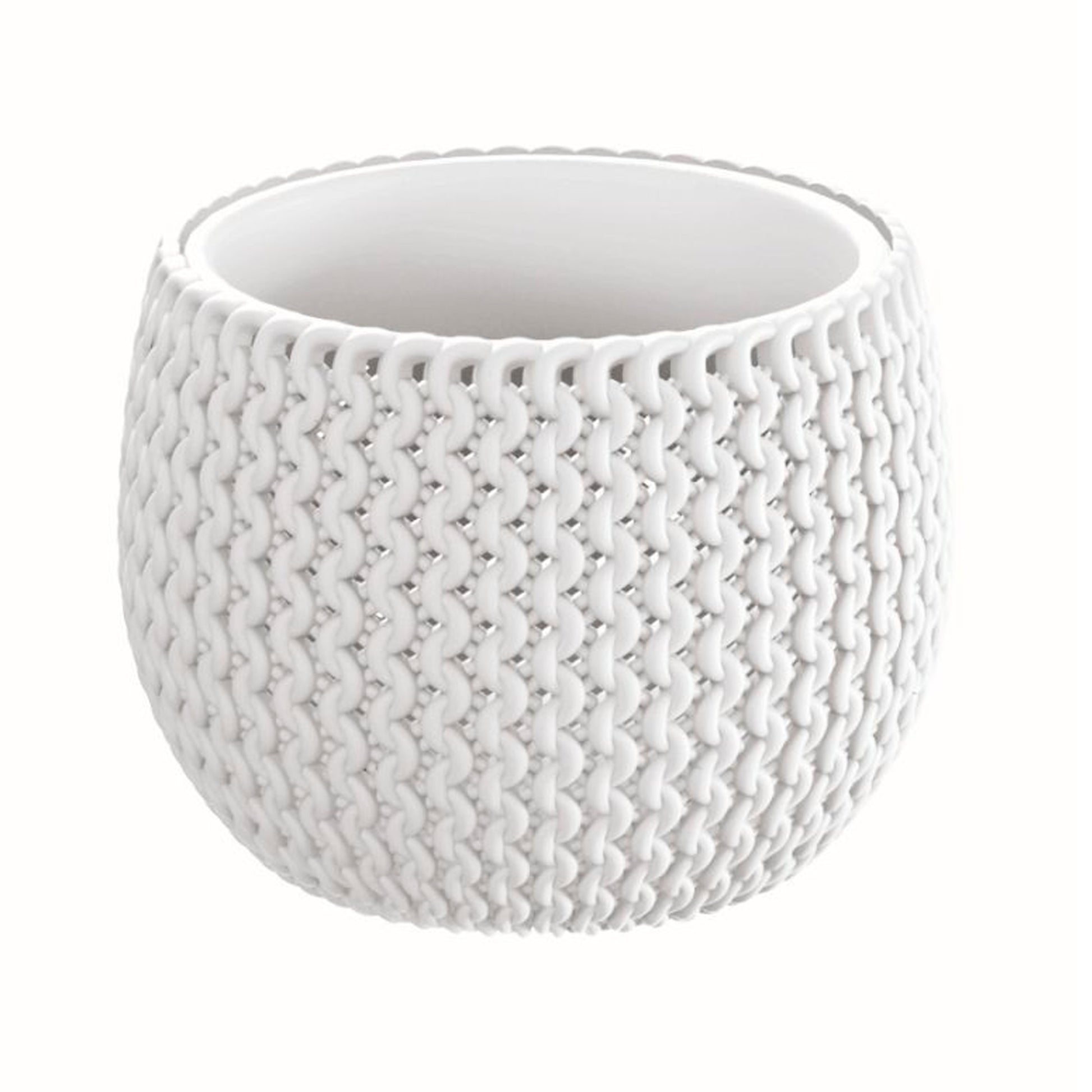 Maceta Redonda Con Deposito Splofy Bowl De Plastico En Color Blanco 29 (largo) X 29 (ancho) X 19 (altura) Cm_1