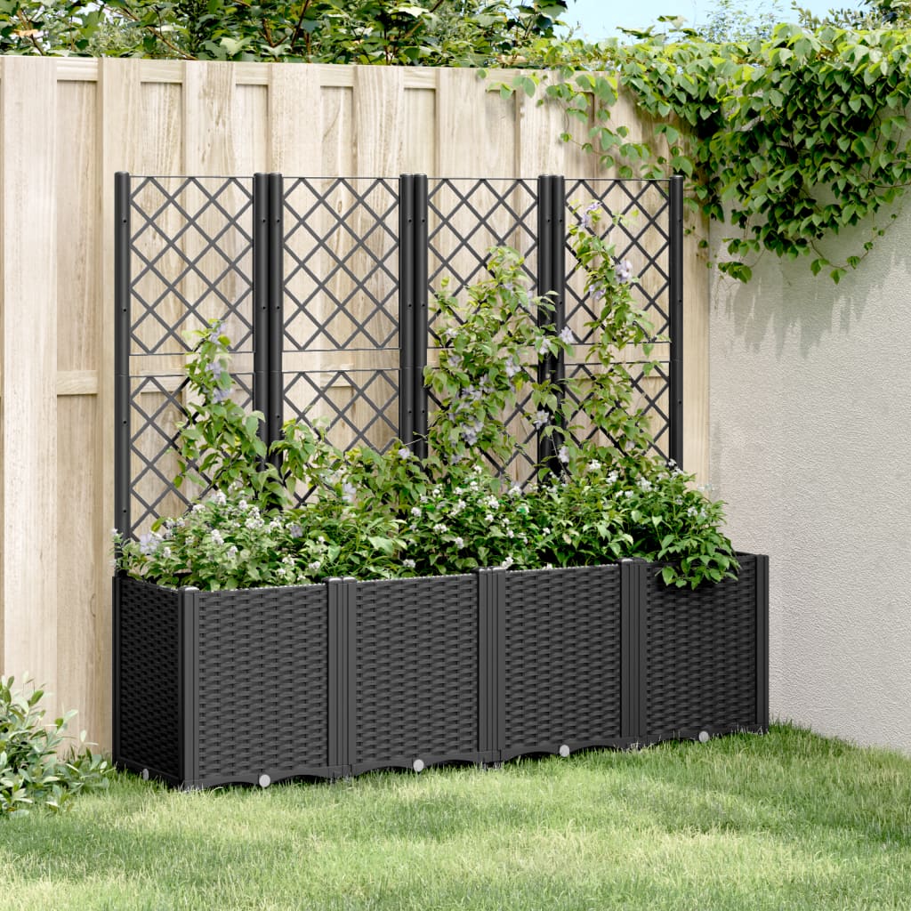 Jardinera Con Enrejado Pp Negro 160x40x140 Cm_1