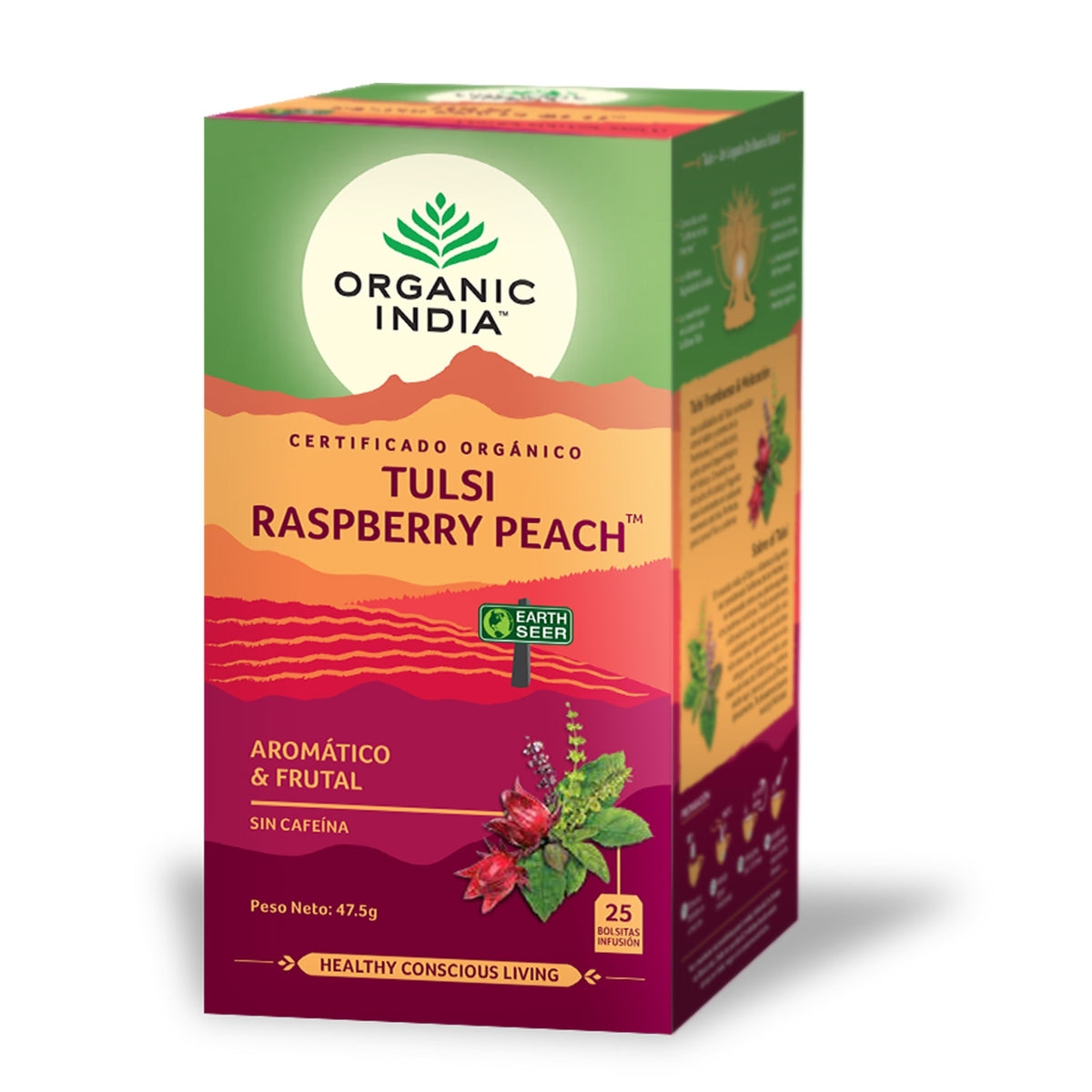 Tulsi Raspberry Peach Infusión Ayurvédica Organic India 25 bolsitas