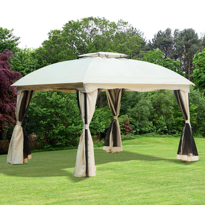 Outsunny Cenador Con Techo Gazebo Exterior 3x3.65x2.75m Con Pared Lateral_1