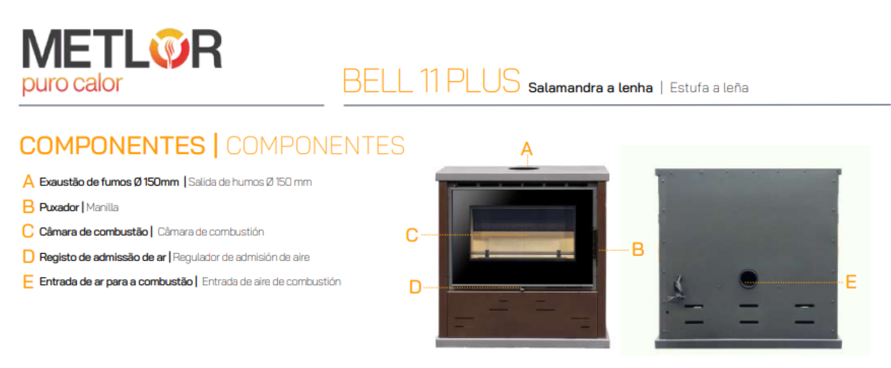 Estufa De Leña Metlor Modelo Bell 11 Plus Blanco_3