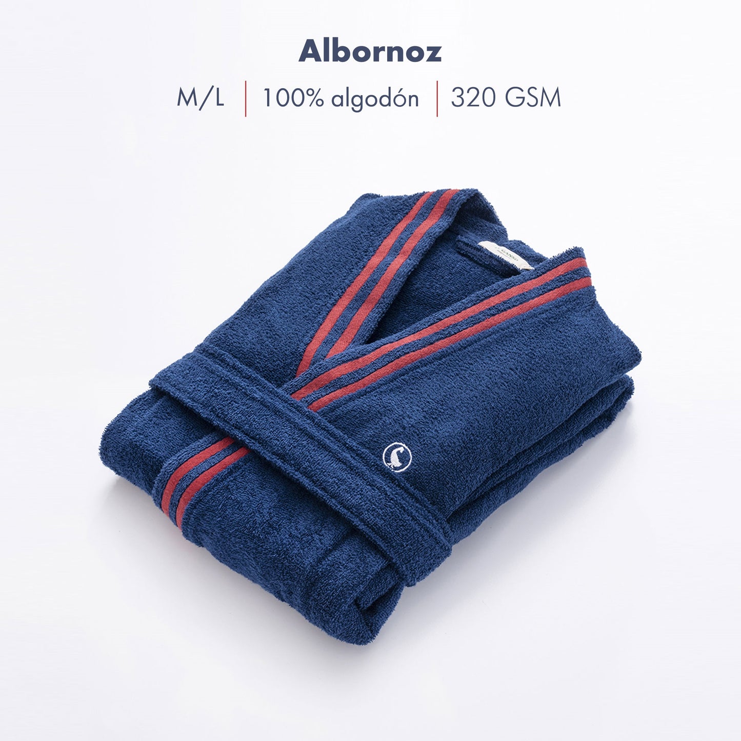 Albornoz Azul Marino M/l 320gsm 100% Algodón Con Logo Bordado El Ganso_1