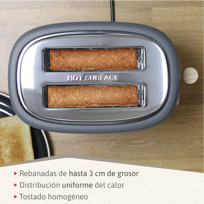 Briebe Nordic Tostadora Pan Ranura Ancha, Tostador 2 Rebanadas, 6 Niveles Tostado, Calientapanecillos, Ta1166gry, Gris_3