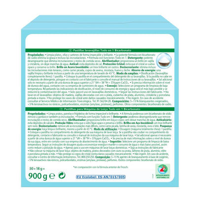 Pastilhas de bicarbonato de sódio para máquina de lavar loiça Frosch 50 unidades