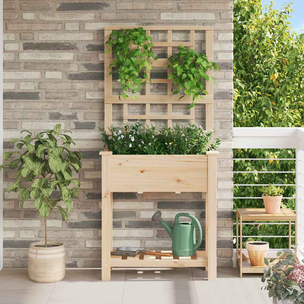 Macetero De Jardín Beige 71 X 38 X 152 Cm Madera De Pino Sólido_1