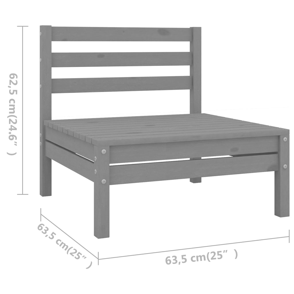 Juego De Muebles De Jardín 6 Piezas Madera Maciza De Pino Gris / Vetonek_4