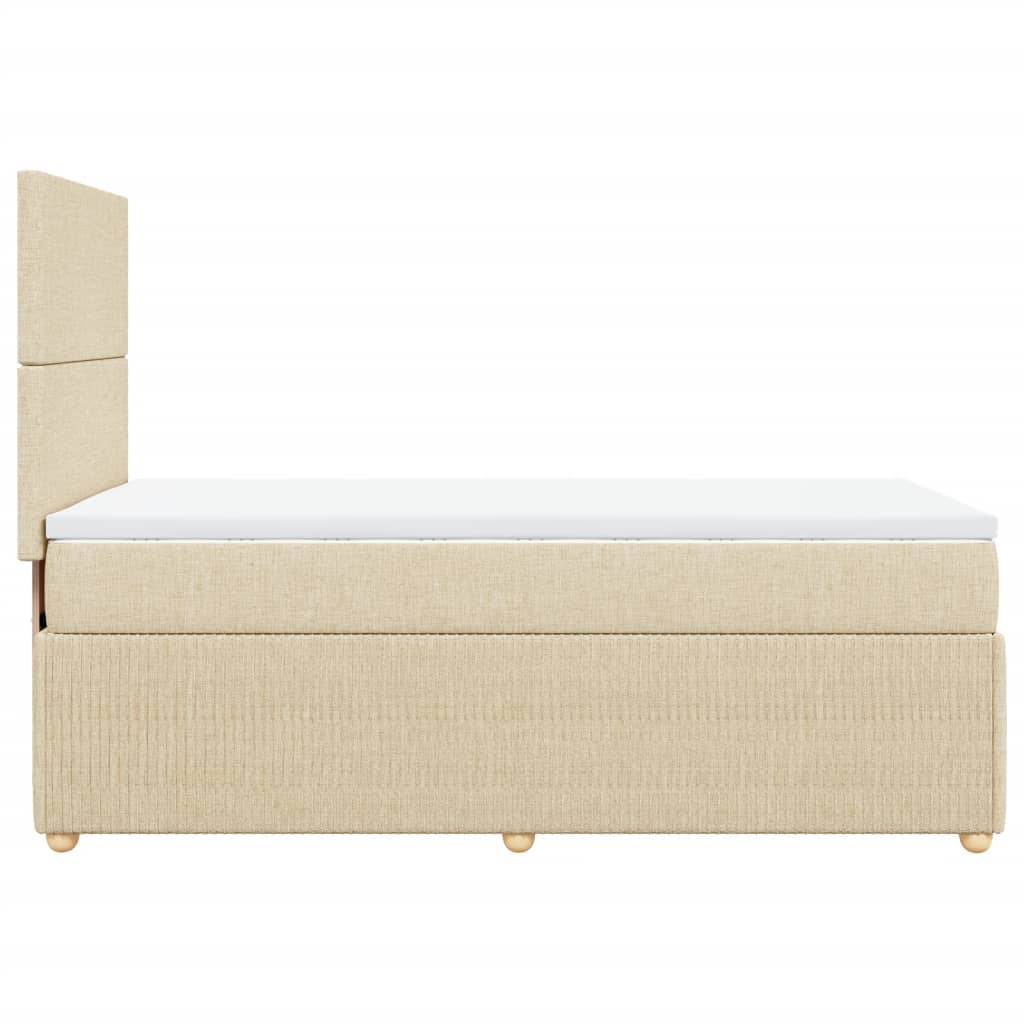 Cama Box Spring Con Colchón Tela Color Crema 100x200 Cm / Vetonek_2