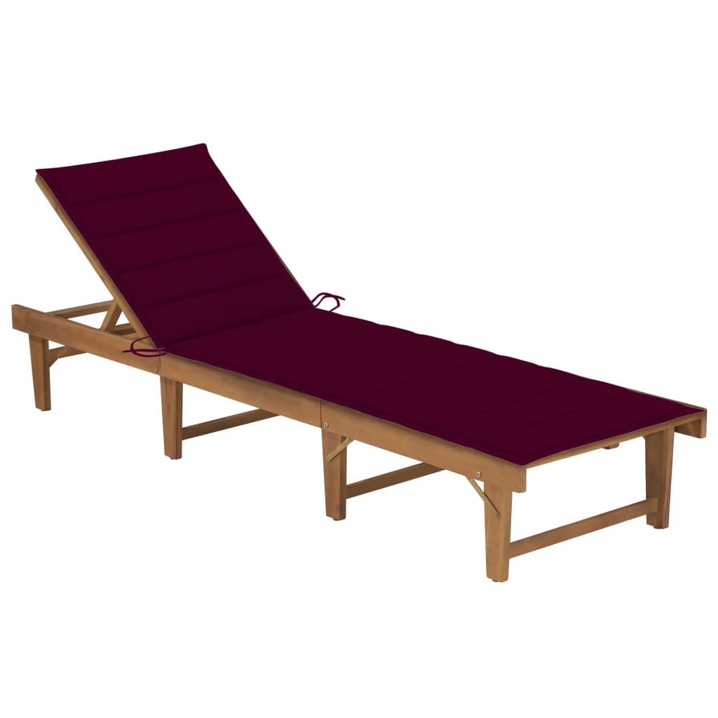 Tumbona Plegable Con Cojín Madera Maciza De Acacia_0