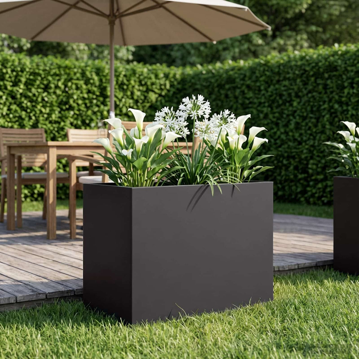 Macetero De Jardín Negro 60 X 40 X 50 Cm Acero Laminado En Frío_1
