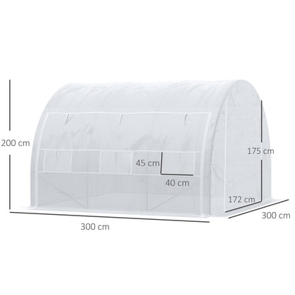 Outsunny Invernadero De Túnel Jardín 3x3x2m Con Puerta Y 6 Ventanas Enrollables_2
