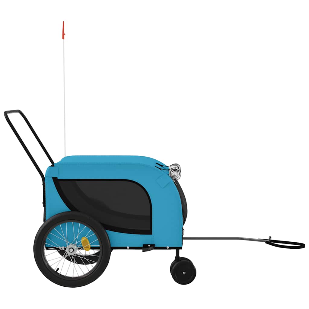 Remolque De Bicicleta Mascotas Hierro Tela Oxford Azul Negro_4