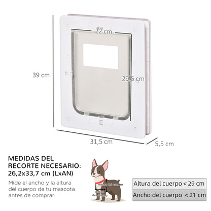 Pawhut Puerta Para Mascotas 31,5x39x5,5cm Con Cierre Magnético De 2 Vías Blanco_2