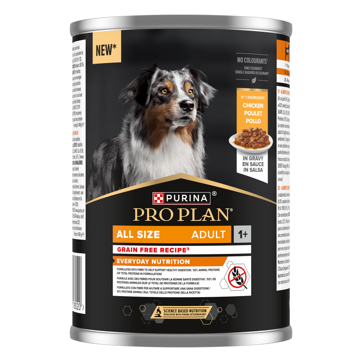 Comida húmeda perros adultos sin cereales pollo en salsa Pro Plan 400 g