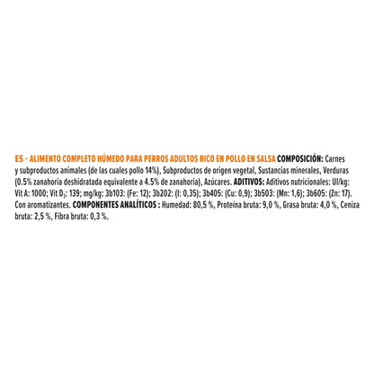 Comida húmeda perros adultos sin cereales pollo en salsa Pro Plan 400 g