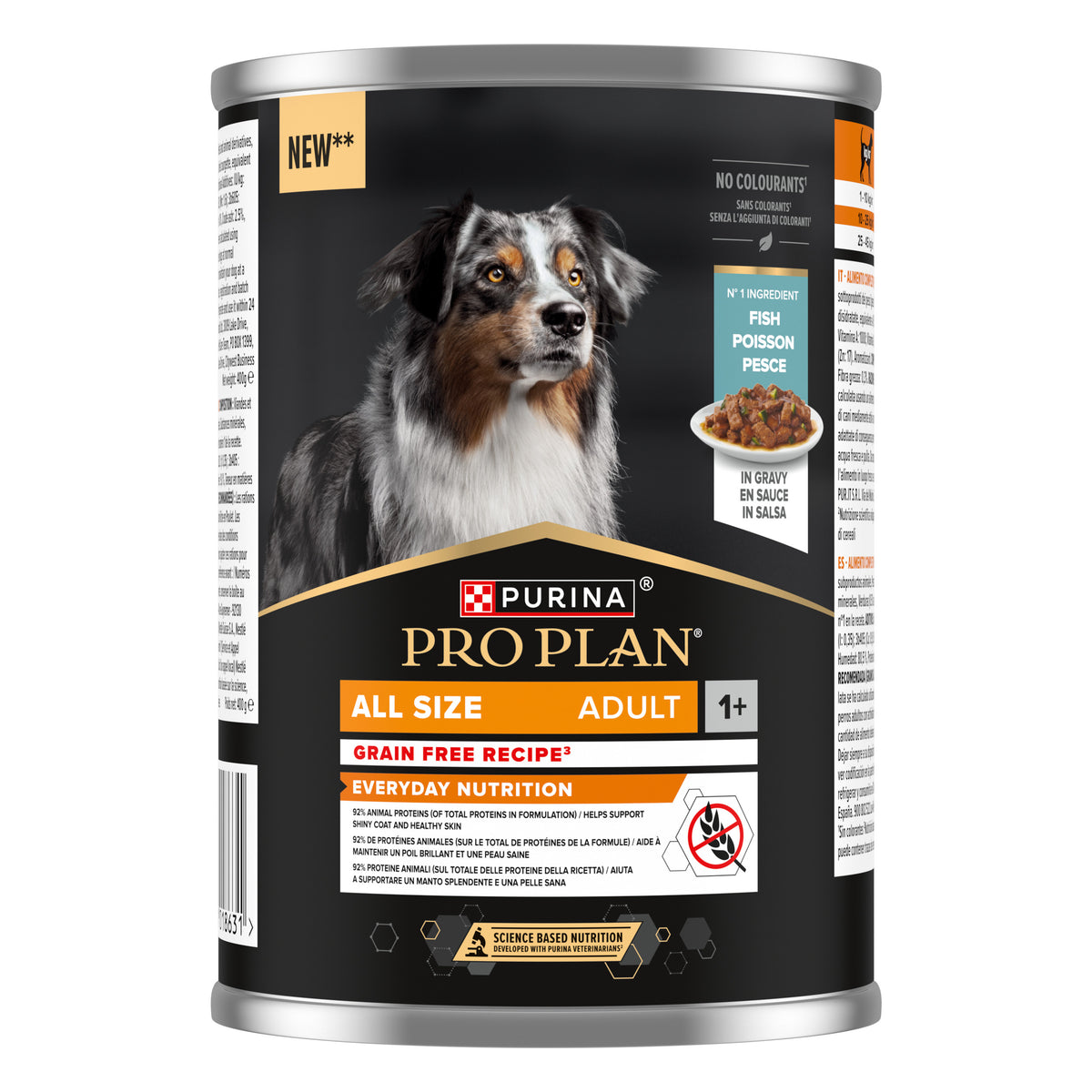 Comida húmeda perros adultos sin cereales pescado en salsa Pro Plan 400 g