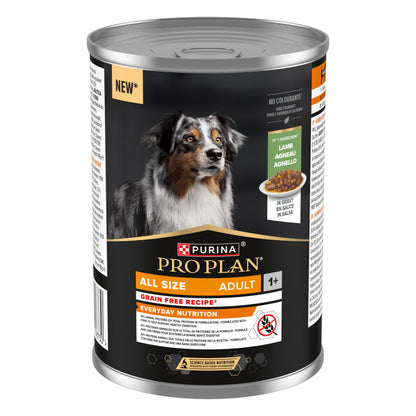Comida húmeda perros adultos sin cereales cordero en salsa Pro Plan 400 g