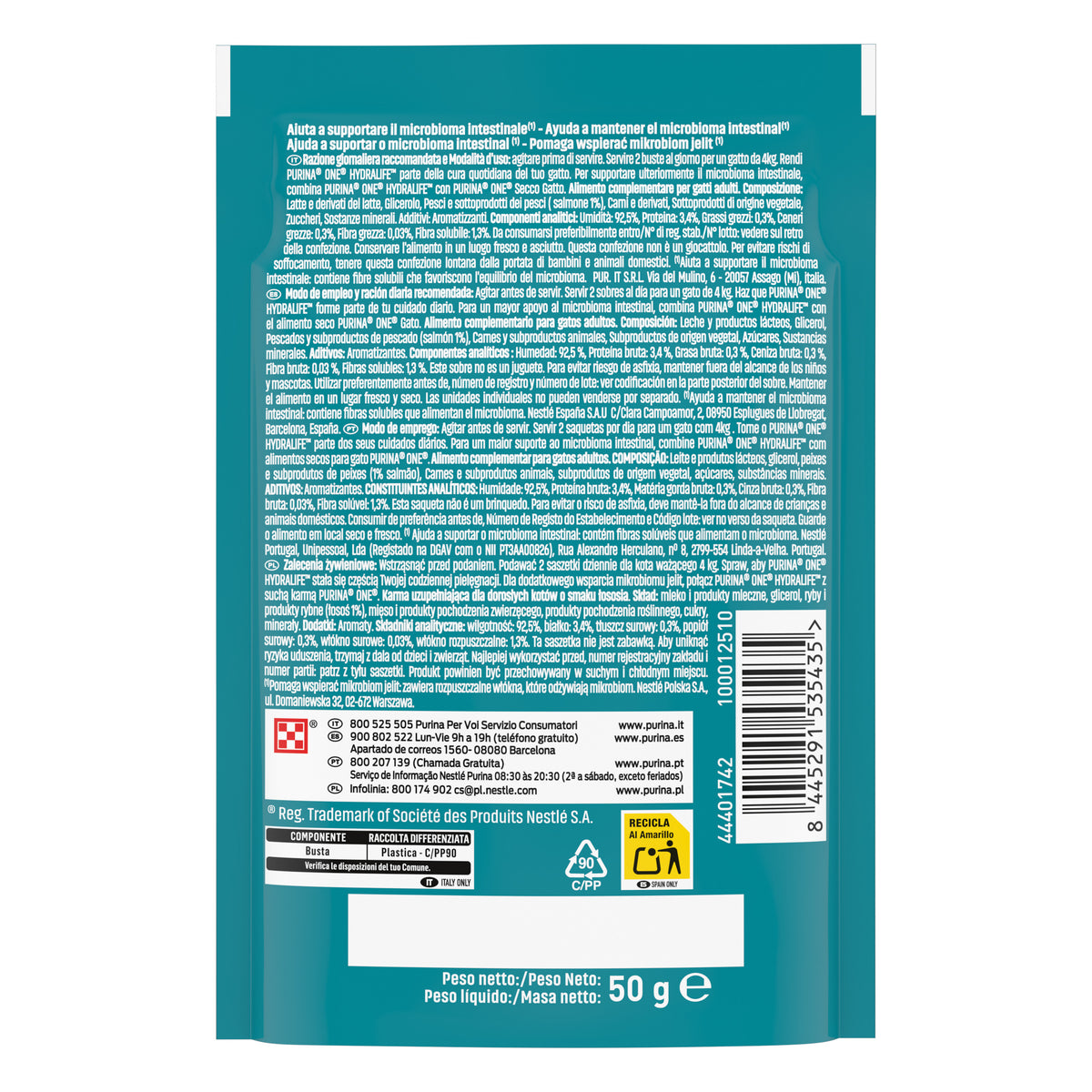 Snack líquido hidratante para gatos Hydralife con salmón Purina ONE 50 g