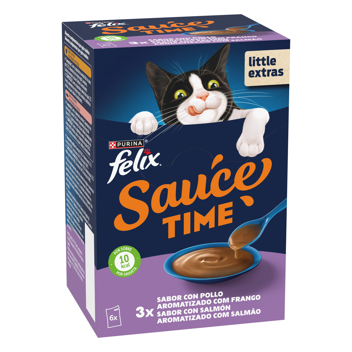 Sopa en salsa para gatos con pollo y salmón Felix 6 x 40 g