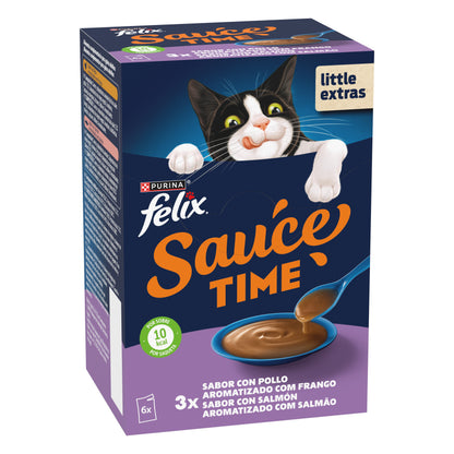 Sopa en salsa para gatos con pollo y salmón Felix 6 x 40 g