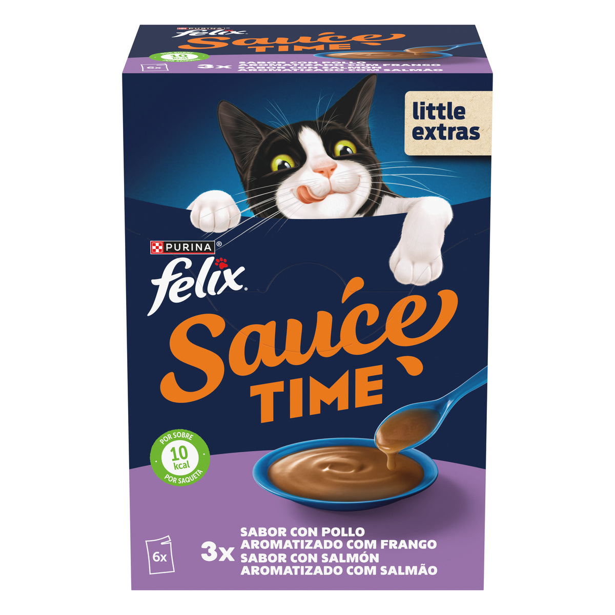 Sopa en salsa para gatos con pollo y salmón Felix 6 x 40 g