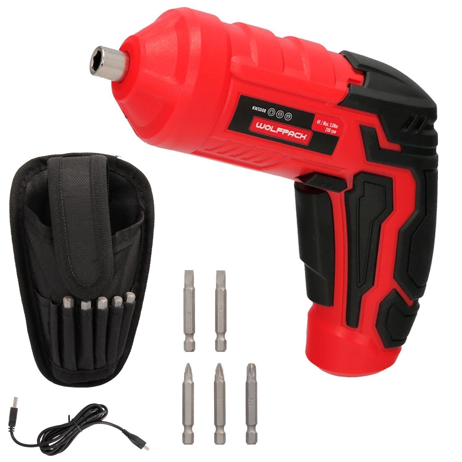 Atornillador 4 V. Con Led, Funda Y 5 Destorpuntas, Bateria Recargable Usb_0
