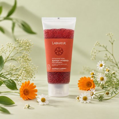 Exfoliante Facial de Caléndula y Camomila Labnatur 100 ml | Gránulos de Coco | Limpieza Suave | Piel Sensible | Vegano_4
