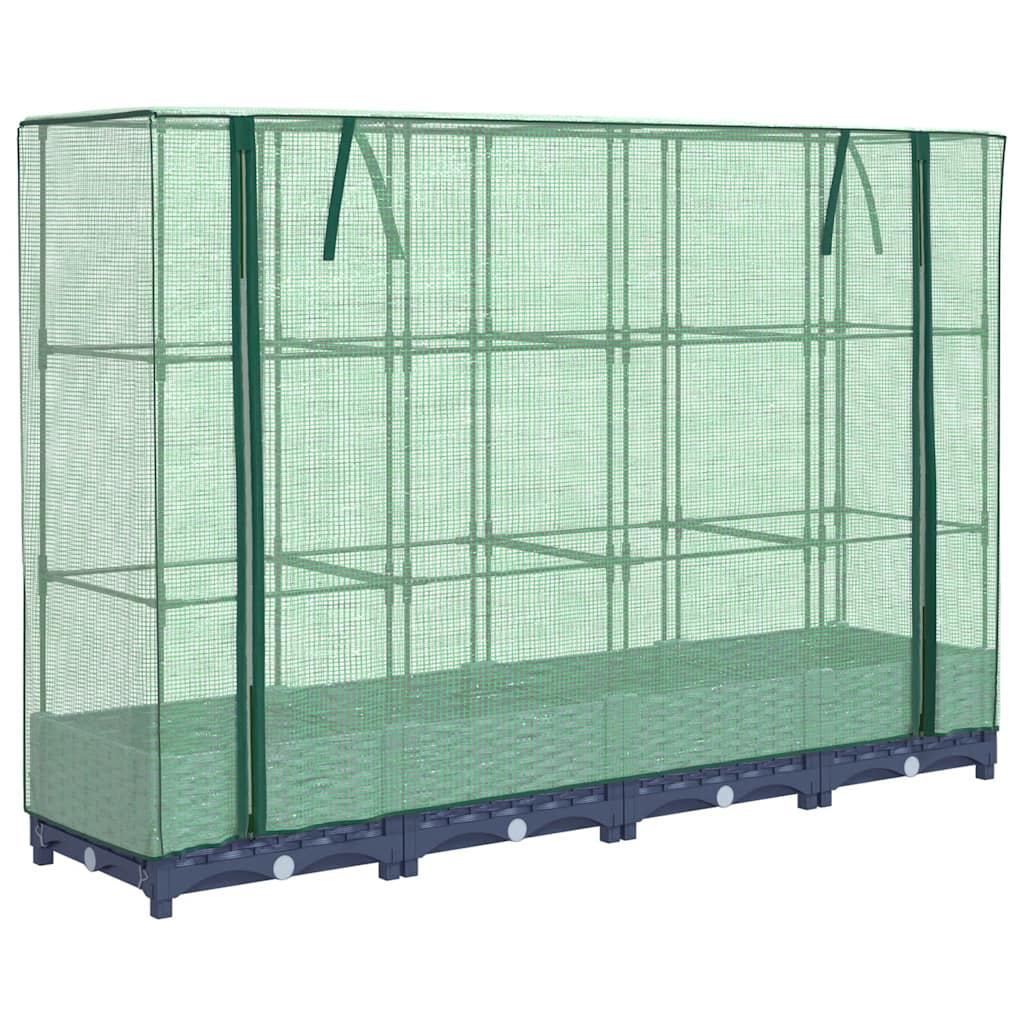Jardinera Elevada Con Cubierta De Invernadero Aspecto Ratán 160x40x123 Cm_0