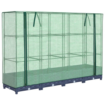 Jardinera Elevada Con Cubierta De Invernadero Aspecto Ratán 160x40x123 Cm_0