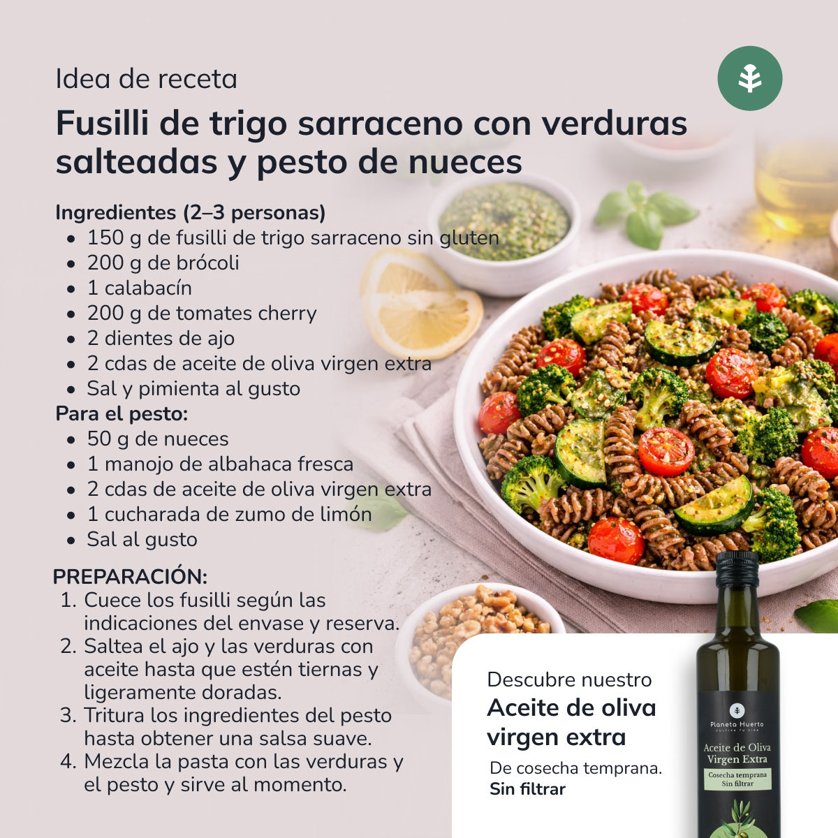 Espirales de trigo sarraceno ECO sin gluten Planeta Huerto 500 g