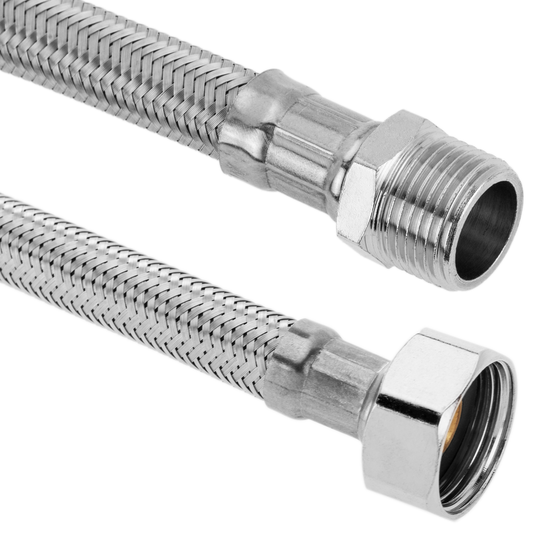 Latiguillo Metálico Flexible De Acero Inoxidable 1/2 Macho A 3/8 Macho De 30 Cm_0