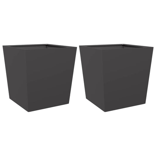 Jardineras 2 Uds De Acero Negro 50x50x50 Cm_0