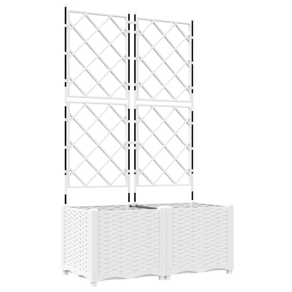 Vidaxl Maceta De Jardín Con Enrejado 2 Pcs Blanco 80 X 40 X 143 Cm Pp_0