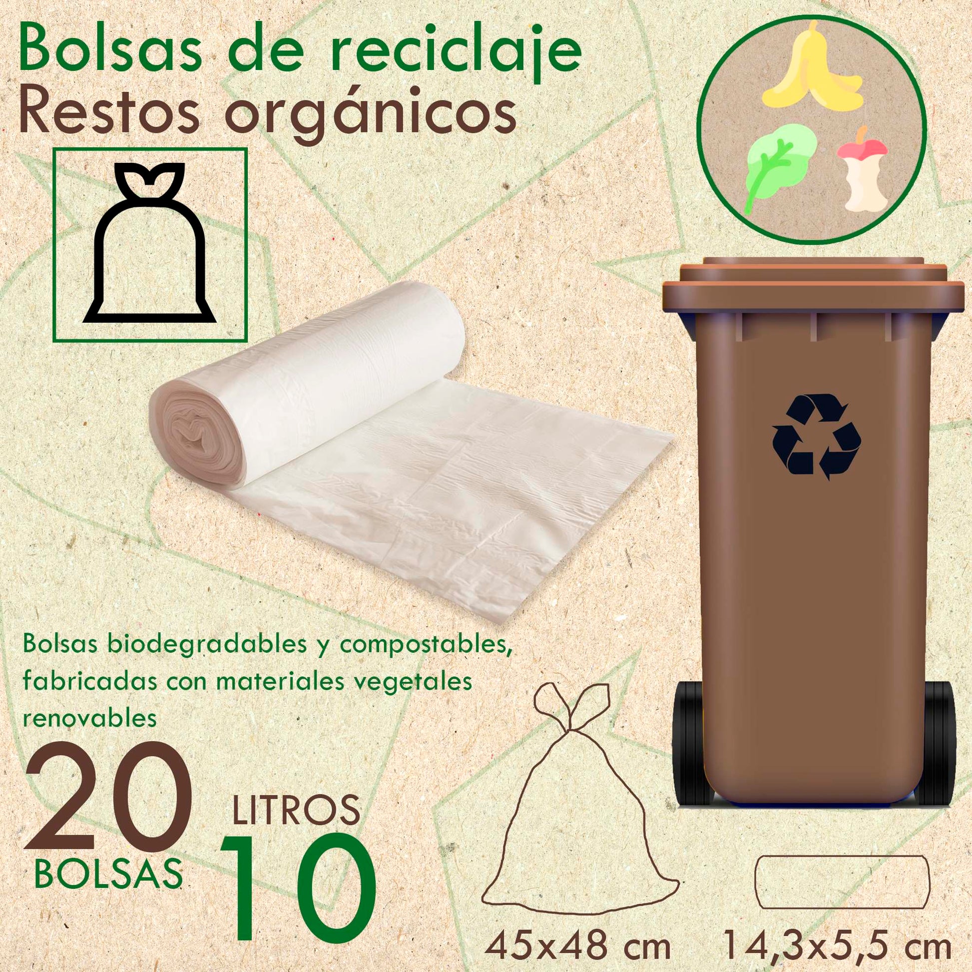 100 Bolsas De Basura Biodegradabale Y Compostable, 10l Capacidad Cada Una_1