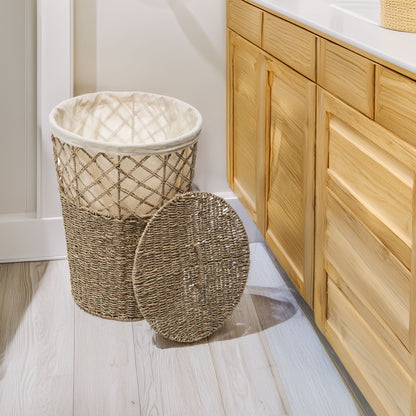 Wellhome - Cesta De Mimbre Con Tapa Beige_2