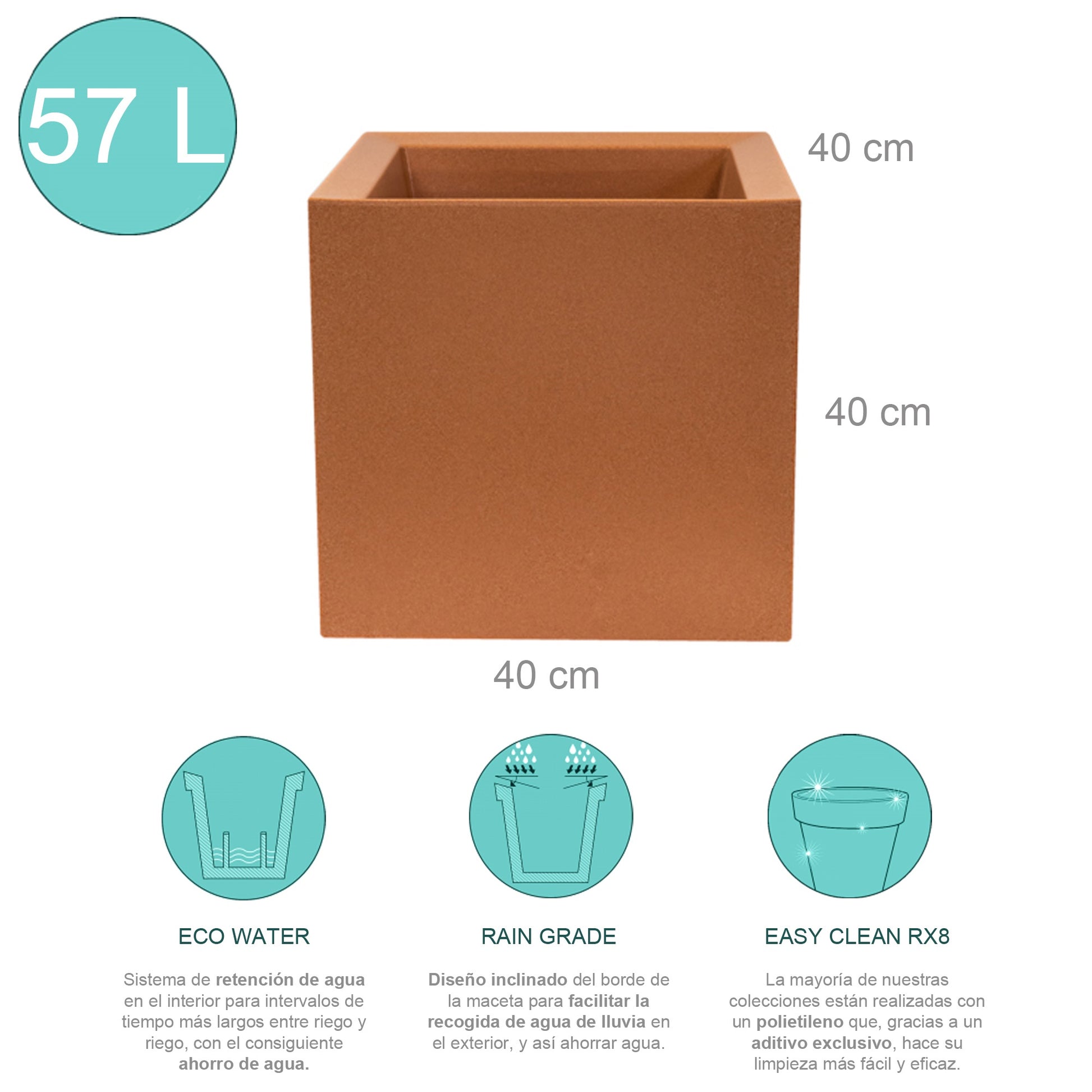 Macetero De Polietileno Terracota 40x40